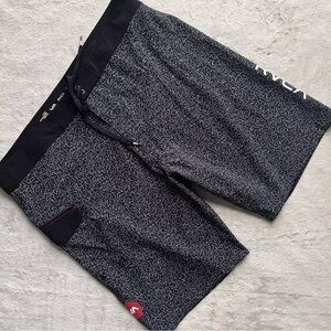 RVCA Men's Register Board Short Swim Trunks Performance Stretch Black Line Print